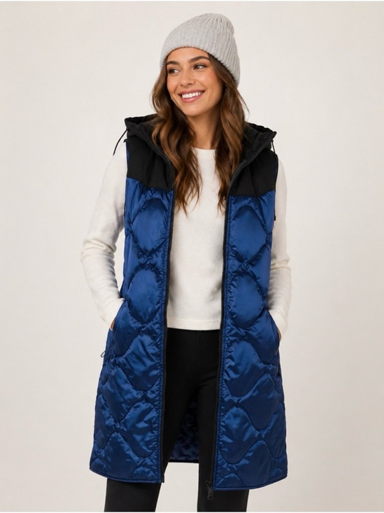 Bernardo Jackets & Blazers - NWT Bernardo Womens longline Quilted Sleeveless vest, Royal blue/black. Size M.